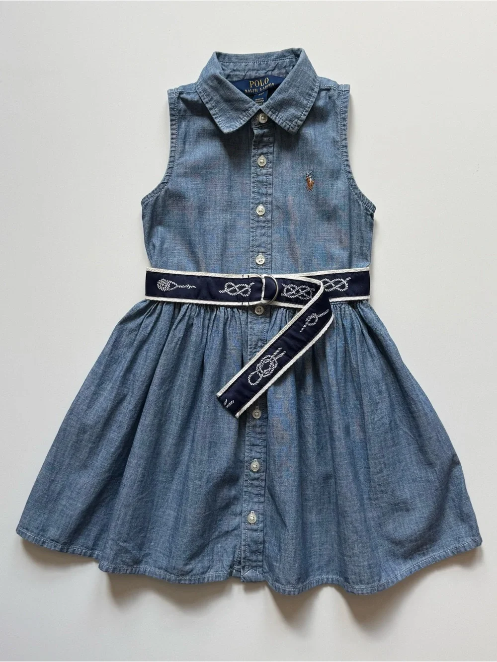 Polo Ralph Lauren Girls Belted Chambray Shirtdress - Size 3/3T